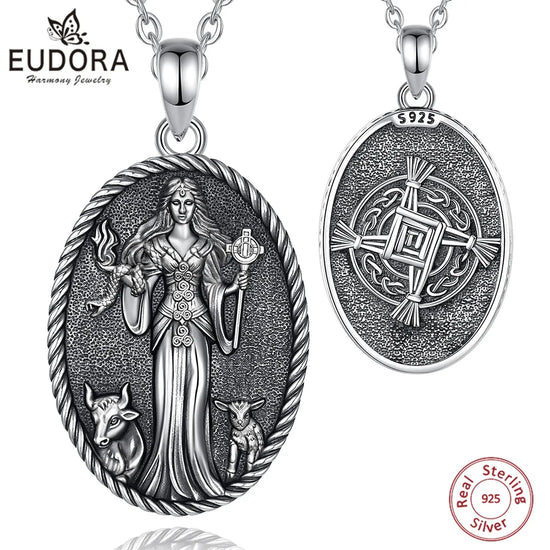 Eudora 925 Sterling Silver Brigid Goddess Necklace Brigid&