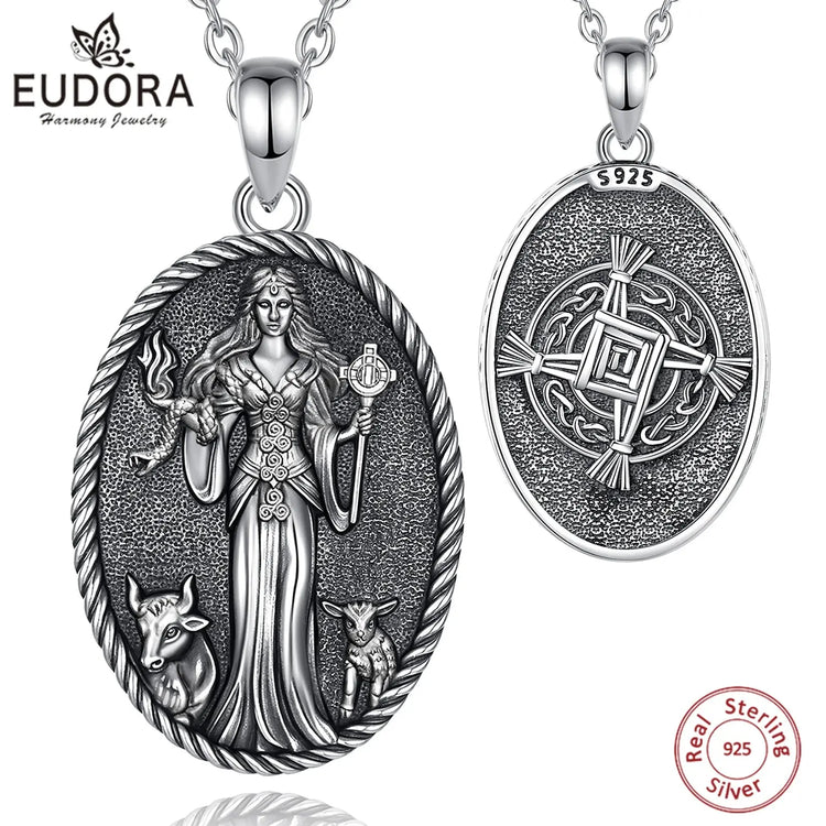 Eudora 925 Sterling Silver Brigid Goddess Necklace Brigid&