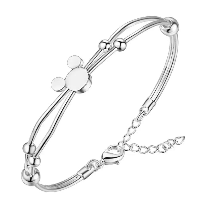 Fine Charms 925 Sterling Silver Mickey Bangle Bracelets For Women Wedding High Quality Fashion Jewelry Christmas Gifts LB001 Jewelry and Clovers