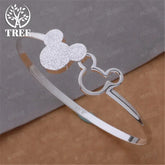 Fine Charms 925 Sterling Silver Mickey Bangle Bracelets For Women Wedding High Quality Fashion Jewelry Christmas Gifts LB001 Jewelry and Clovers