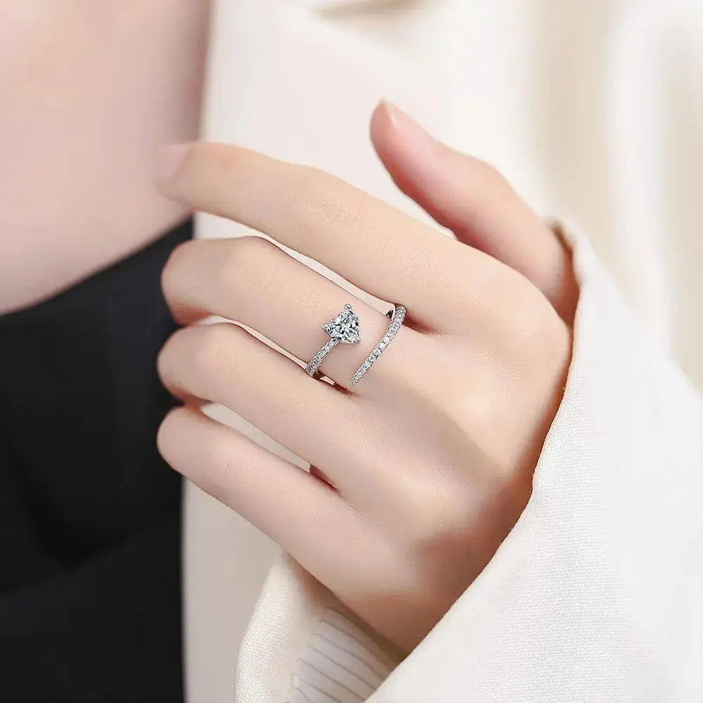 925 Sterling Silver Light Luxury Fashion Versatile Love Zircon Ring Birthday Party Anniversary Gift Jewelry and Clovers