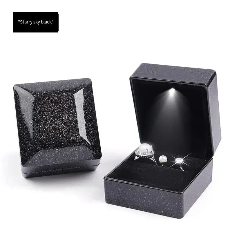 1PC LED Light Ring Box Engagement Proposal Wedding Luxury Gift Box Red Wine Ring Case for Valentine&
