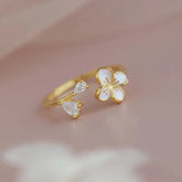 New Fashion Silver Color Green Flower Leaf Rose Daisy Enamel Open Finger Rings For Women Girl Jewelry Gift Dropship Wholesale Jewelry and Clovers