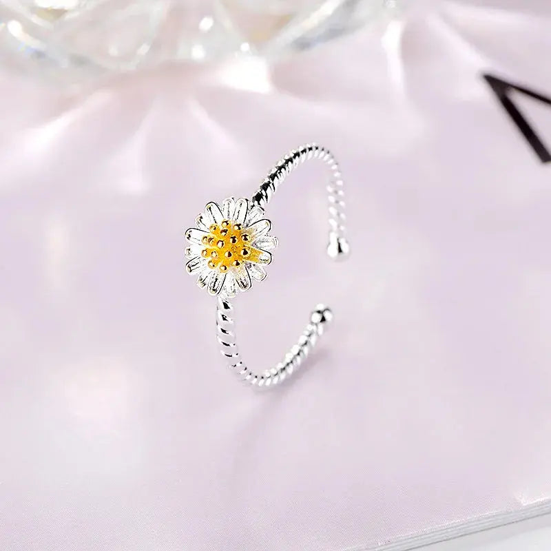 New Fashion Silver Color Green Flower Leaf Rose Daisy Enamel Open Finger Rings For Women Girl Jewelry Gift Dropship Wholesale Jewelry and Clovers