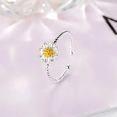 New Fashion Silver Color Green Flower Leaf Rose Daisy Enamel Open Finger Rings For Women Girl Jewelry Gift Dropship Wholesale Jewelry and Clovers