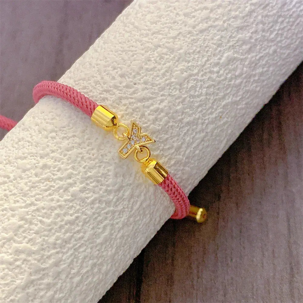 2023 New Pave Zircon A-Z Initial Letter Bracelets For Women Colorful Adjustable Rope Charm Bracelet For Women Jewelry Gift Jewelry and Clovers