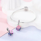 Charms Beads 925 Sterling Silver Pink Love Bow Rubik&