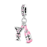 Charms Beads 925 Sterling Silver Pink Love Bow Rubik&