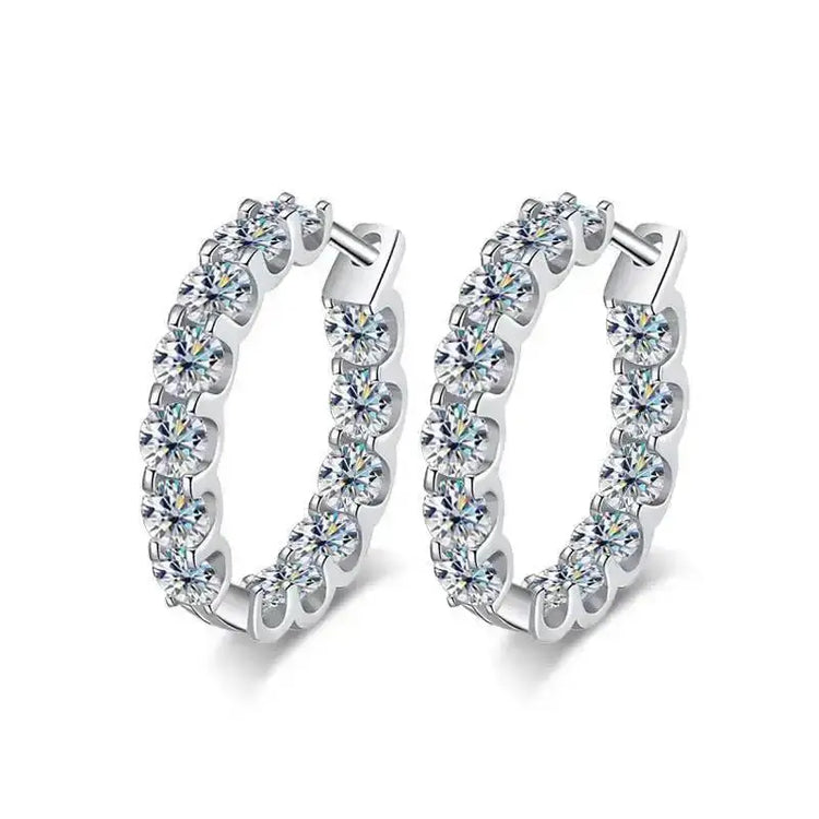 2.6ct D Color Moissanite 925 Sterling Sliver Plated White Gold Hoop Earring’s Jewelry and Clovers