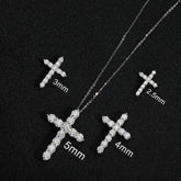 BIJOX STORY 3mm Moissanite Cross Pendant Necklace Original Sterling SILVER Chain Plated 18k White GOLD Rose GOLD Fine Necklace for Women Great For Gift via Family Jewelry and Clovers