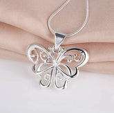 New 925 Sterling Silver Necklace Pendant Butterfly for Women Wedding Jewelry Fine Accessories High Quality Fashion Gifts Party Jewelry and Clovers