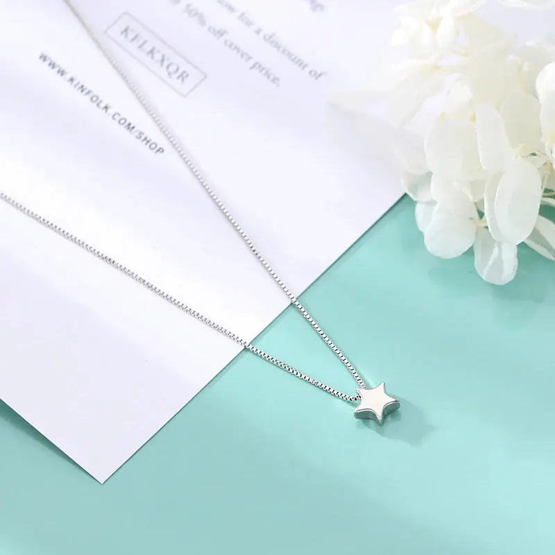 New Arrivals 925 Sterling Silver Star Necklaces & Pendants For Women Hot Fashion sterling-silver-jewelry Jewelry and Clovers