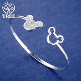 Fine Charms 925 Sterling Silver Mickey Bangle Bracelets For Women Wedding High Quality Fashion Jewelry Christmas Gifts LB001 Jewelry and Clovers