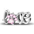 Charms Beads 925 Sterling Silver Pink Love Bow Rubik&
