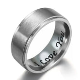 1pc I Love You Engraved Titanium Steel Ring - Durable, Hypoallergenic Mens Band, Perfect for a Gift Jewelry and Clovers