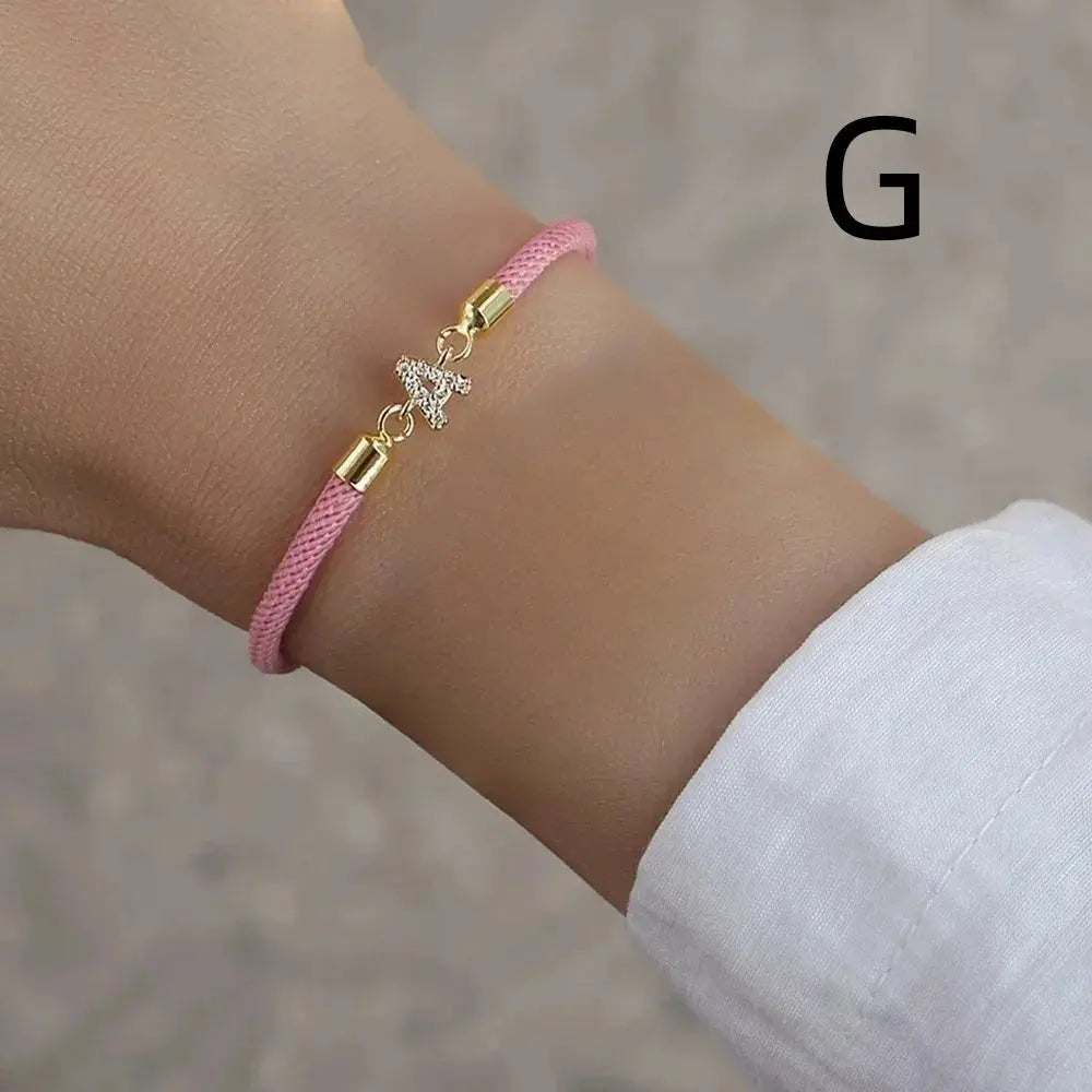 2023 New Pave Zircon A-Z Initial Letter Bracelets For Women Colorful Adjustable Rope Charm Bracelet For Women Jewelry Gift Jewelry and Clovers