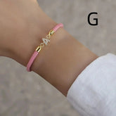 2023 New Pave Zircon A-Z Initial Letter Bracelets For Women Colorful Adjustable Rope Charm Bracelet For Women Jewelry Gift Jewelry and Clovers