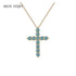BIJOX STORY 3mm Moissanite Cross Pendant Necklace Original Sterling SILVER Chain Plated 18k White GOLD Rose GOLD Fine Necklace for Women Great For Gift via Family Jewelry and Clovers