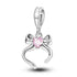 Charms Beads 925 Sterling Silver Pink Love Bow Rubik&