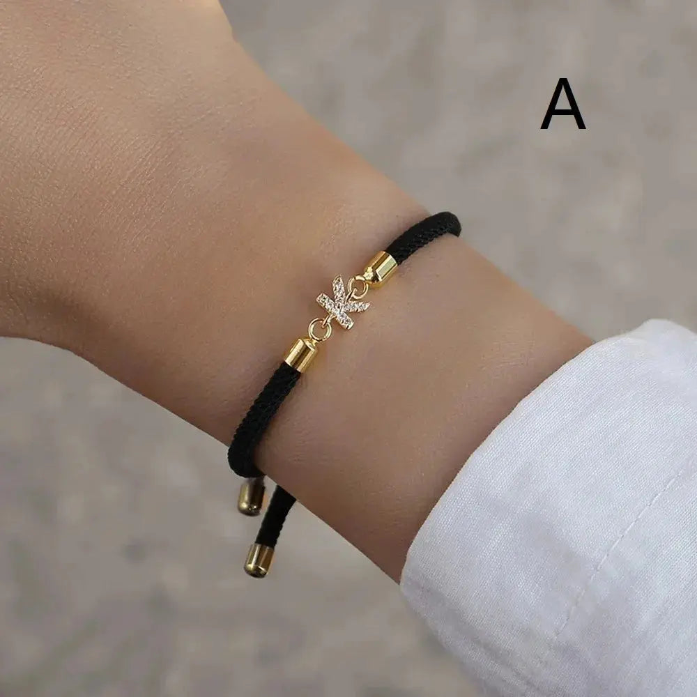 2023 New Pave Zircon A-Z Initial Letter Bracelets For Women Colorful Adjustable Rope Charm Bracelet For Women Jewelry Gift Jewelry and Clovers