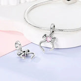 Charms Beads 925 Sterling Silver Pink Love Bow Rubik&
