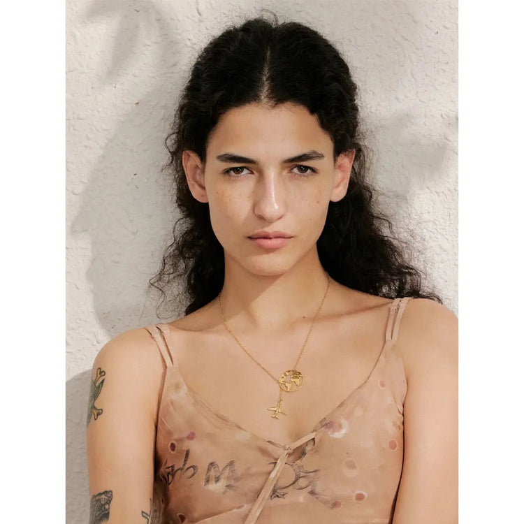 Yhpup New Arrivals Unique Creative Map Plane Pendant Necklace Gift Distinctive Stainless Steel Waterproof Jewellery Accessories Jewelry and Clovers