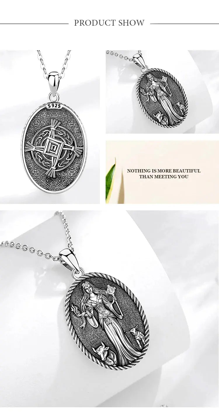 Eudora 925 Sterling Silver Brigid Goddess Necklace Brigid&