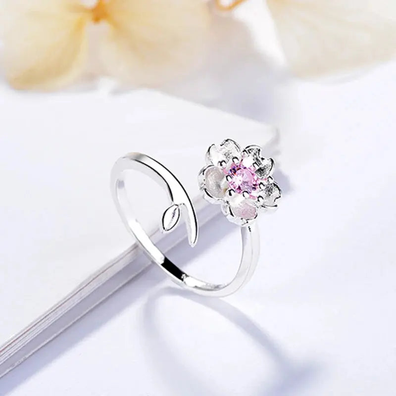 New Fashion Silver Color Green Flower Leaf Rose Daisy Enamel Open Finger Rings For Women Girl Jewelry Gift Dropship Wholesale Jewelry and Clovers