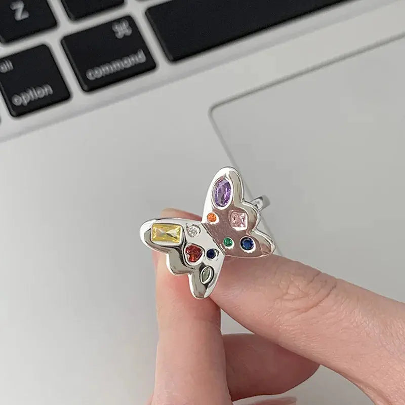 New Fashion Silver Color Green Flower Leaf Rose Daisy Enamel Open Finger Rings For Women Girl Jewelry Gift Dropship Wholesale Jewelry and Clovers