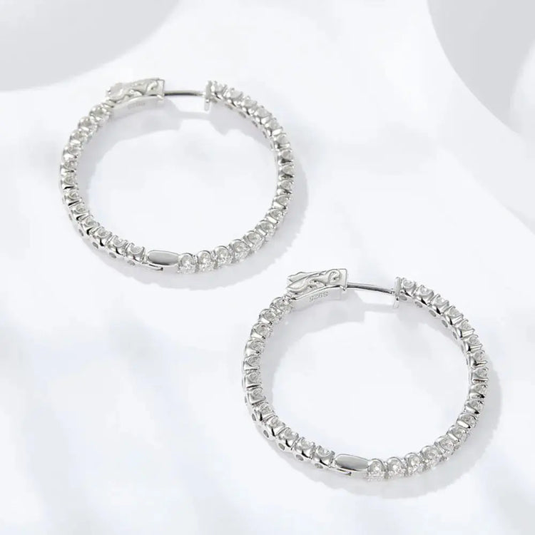 KNOBSPIN D VVS1 Moissanite Hoop Earrings for Women Sparking Diamond with GRA Original s925 Sterling Silver Plated 18k Earring Jewelry and Clovers