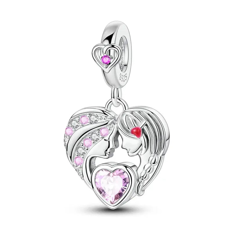 Charms Beads 925 Sterling Silver Pink Love Bow Rubik&