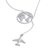 Yhpup New Arrivals Unique Creative Map Plane Pendant Necklace Gift Distinctive Stainless Steel Waterproof Jewellery Accessories Jewelry and Clovers