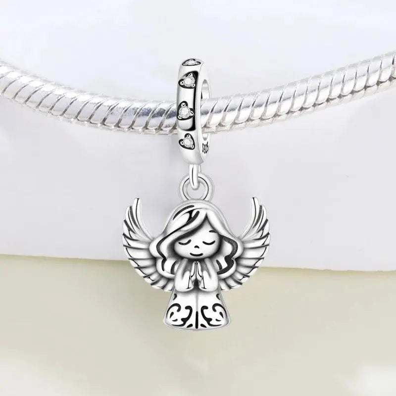 MISEFF New Original Bracelet 925 Sterling Silver Lovely Angel Girl Charms Beads For Jewelry Gifts Jewelry and Clovers