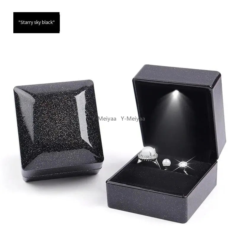 1PC LED Light Ring Box Engagement Proposal Wedding Luxury Gift Box Red Wine Ring Case for Valentine&