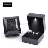 1PC LED Light Ring Box Engagement Proposal Wedding Luxury Gift Box Red Wine Ring Case for Valentine&