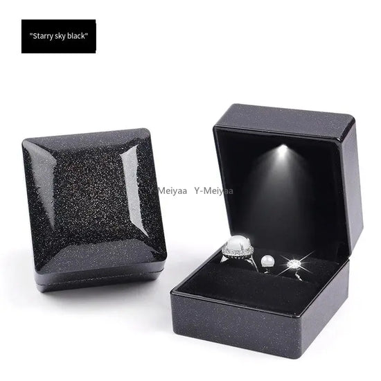 1PC LED Light Ring Box Engagement Proposal Wedding Luxury Gift Box Red Wine Ring Case for Valentine&