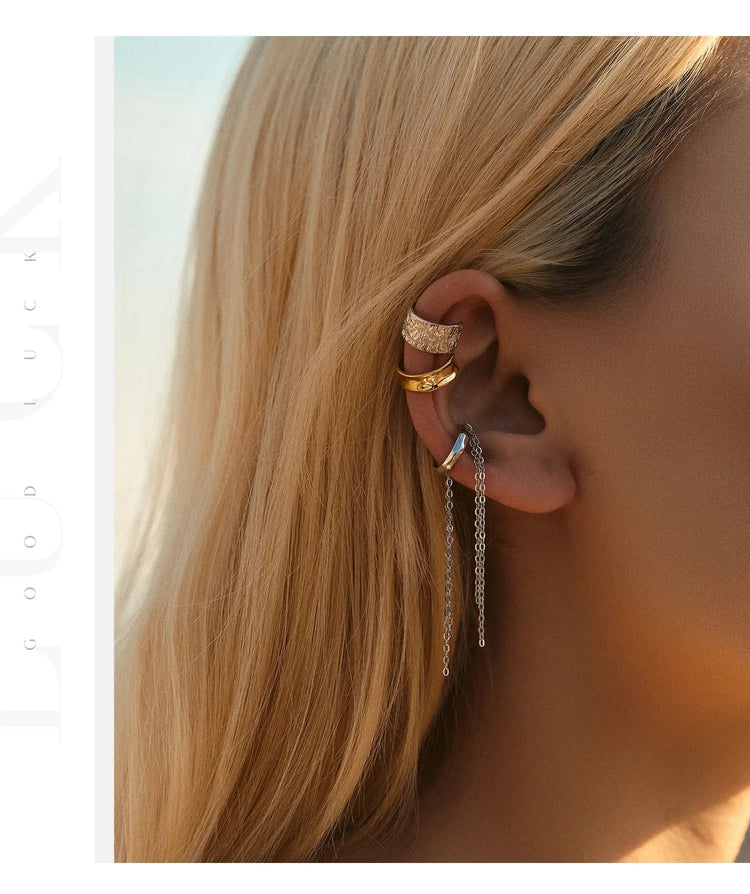 MODIAN 1PC Ear Cuff 925 Sterling SILVER Luxury Punk Geometric Clip Earrings Stackable Trendy Party Jewelry For Women: Girls Gift Jewelry and Clovers