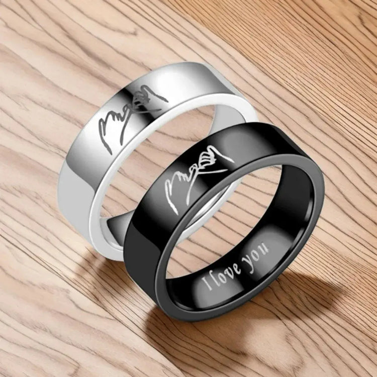 1pc I Love You Engraved Titanium Steel Ring - Durable, Hypoallergenic Mens Band, Perfect for a Gift Jewelry and Clovers