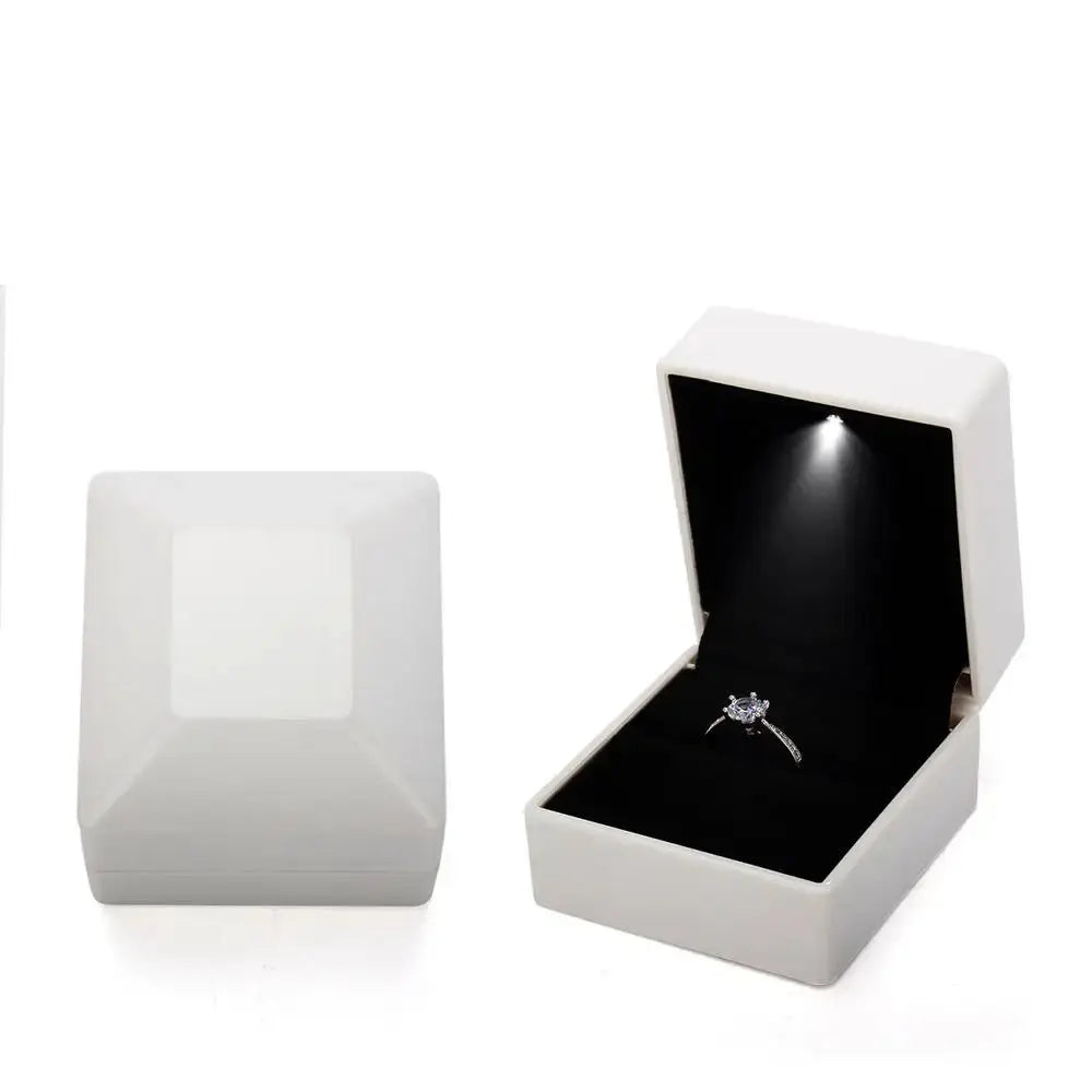 1PC LED Light Ring Box Engagement Proposal Wedding Luxury Gift Box Red Wine Ring Case for Valentine&