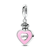 Charms Beads 925 Sterling Silver Pink Love Bow Rubik&