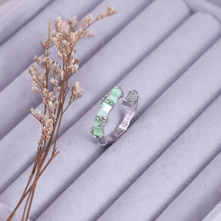 New Fashion Silver Color Green Flower Leaf Rose Daisy Enamel Open Finger Rings For Women Girl Jewelry Gift Dropship Wholesale Jewelry and Clovers