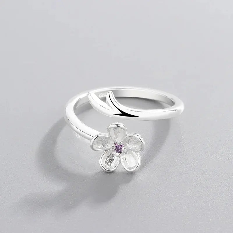 New Fashion Silver Color Green Flower Leaf Rose Daisy Enamel Open Finger Rings For Women Girl Jewelry Gift Dropship Wholesale Jewelry and Clovers