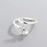 New Fashion Silver Color Green Flower Leaf Rose Daisy Enamel Open Finger Rings For Women Girl Jewelry Gift Dropship Wholesale Jewelry and Clovers
