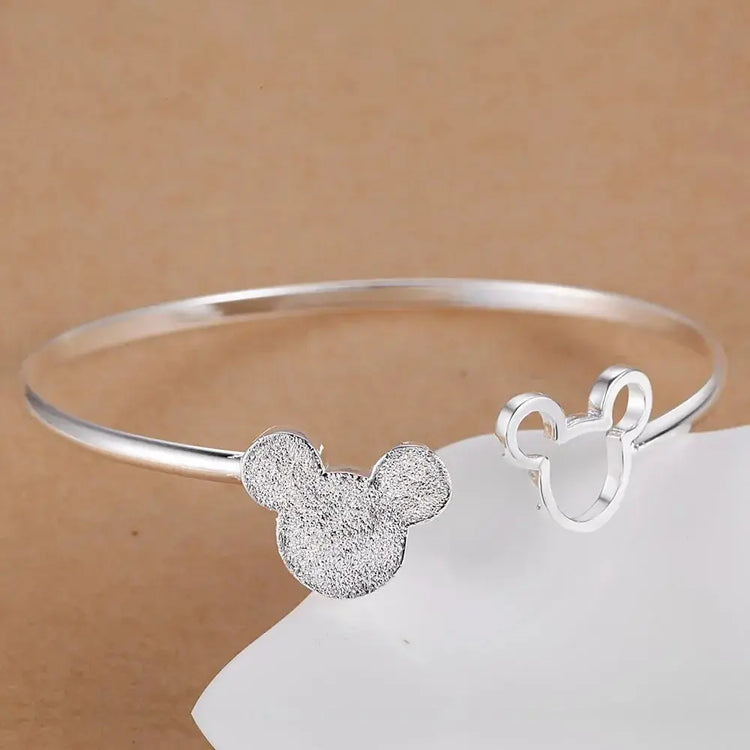 Fine Charms 925 Sterling Silver Mickey Bangle Bracelets For Women Wedding High Quality Fashion Jewelry Christmas Gifts LB001 Jewelry and Clovers