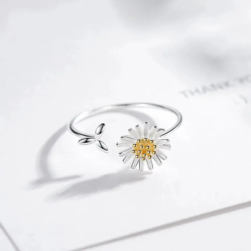 New Fashion Silver Color Green Flower Leaf Rose Daisy Enamel Open Finger Rings For Women Girl Jewelry Gift Dropship Wholesale Jewelry and Clovers