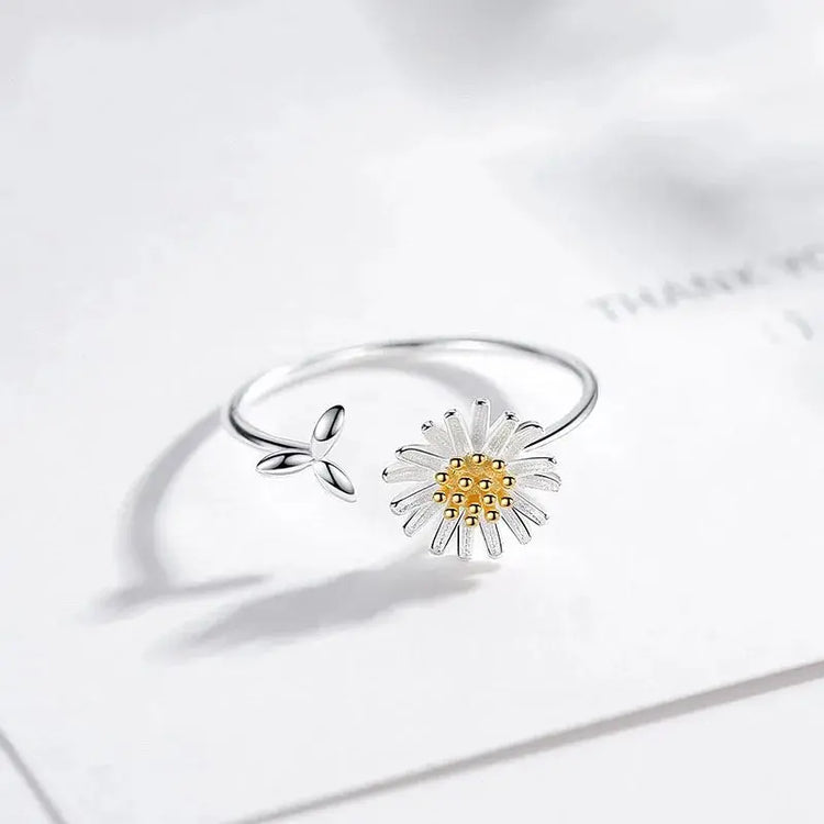 New Fashion Silver Color Green Flower Leaf Rose Daisy Enamel Open Finger Rings For Women Girl Jewelry Gift Dropship Wholesale Jewelry and Clovers