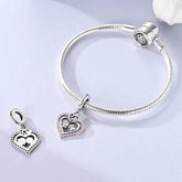 Charms Beads 925 Sterling Silver Pink Love Bow Rubik&