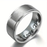 1pc I Love You Engraved Titanium Steel Ring - Durable, Hypoallergenic Mens Band, Perfect for a Gift Jewelry and Clovers