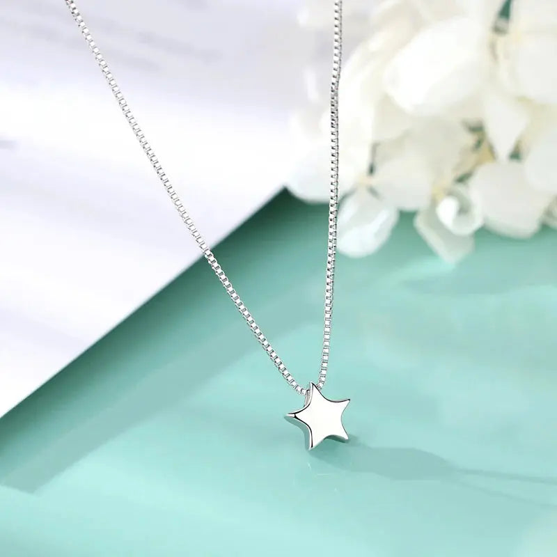 New Arrivals 925 Sterling Silver Star Necklaces & Pendants For Women Hot Fashion sterling-silver-jewelry Jewelry and Clovers