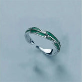 New Fashion Silver Color Green Flower Leaf Rose Daisy Enamel Open Finger Rings For Women Girl Jewelry Gift Dropship Wholesale Jewelry and Clovers